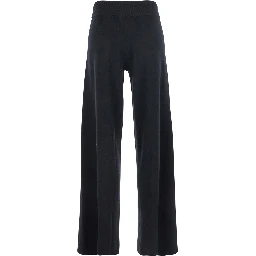 Pants Sofi with elasticated waist and wide leg in black cashmere for women