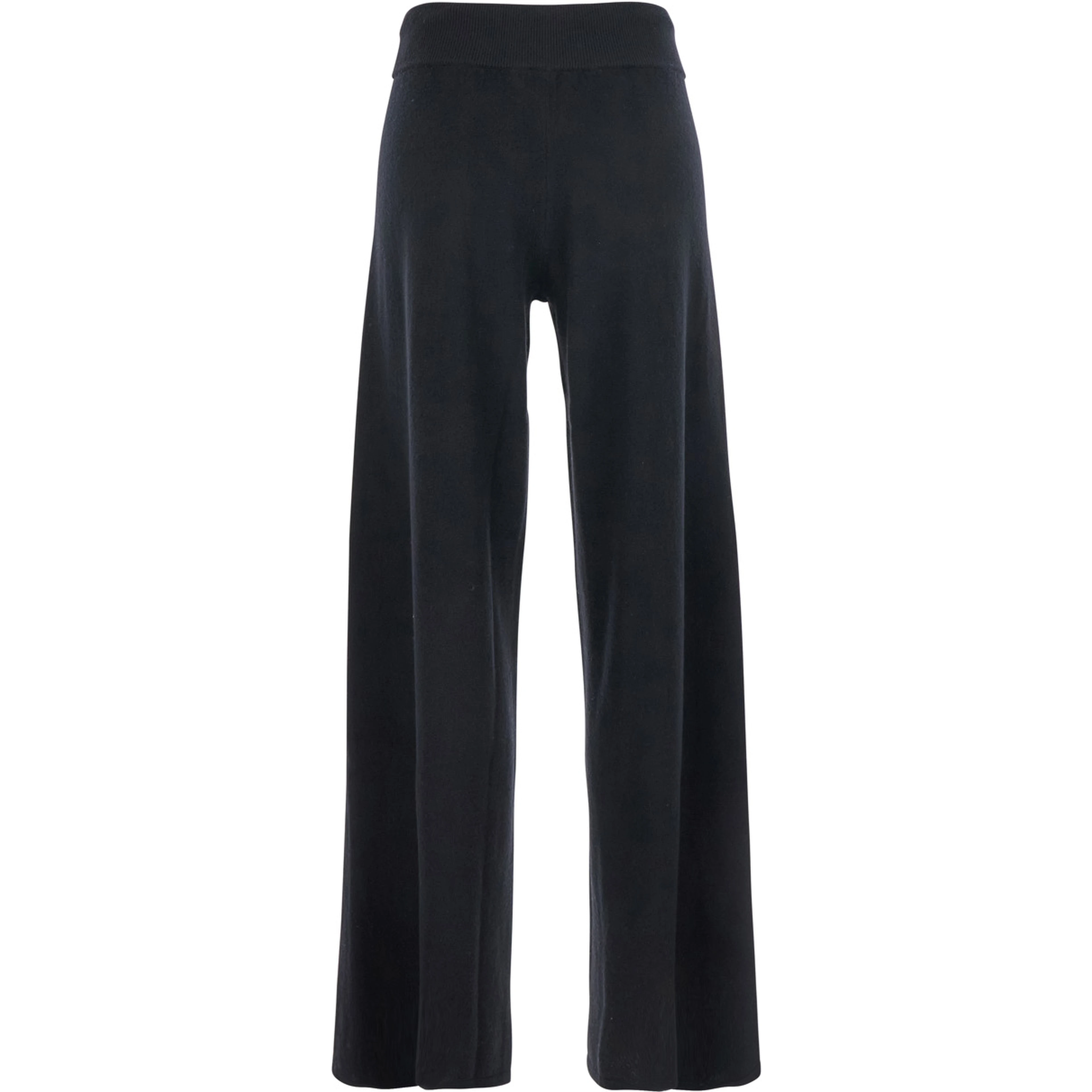 Pants Sofi with elasticated waist and wide leg in black cashmere for women