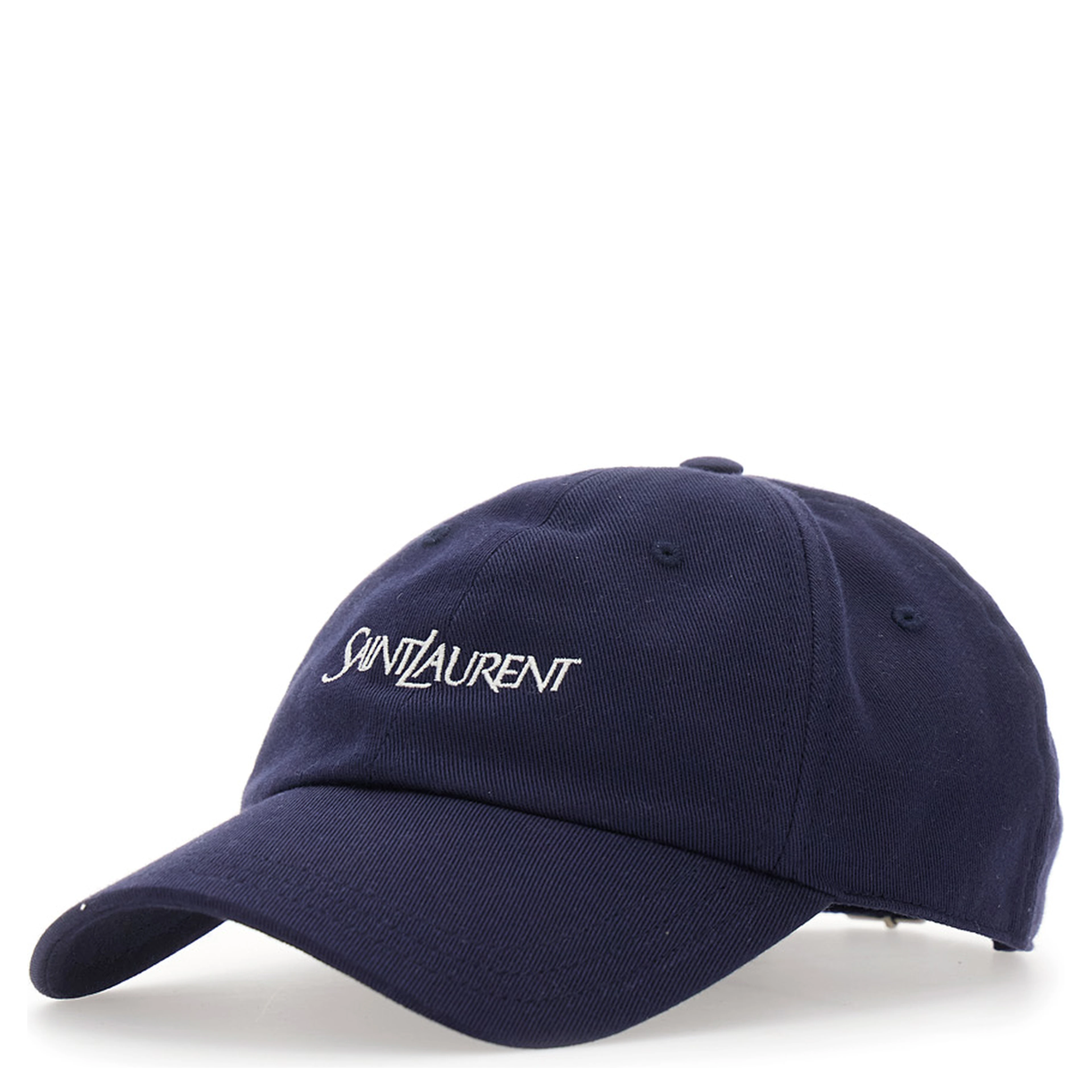 Blue Baseball Cap with Embroidered Logo Lettering on the Front in Cotton for Men