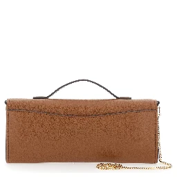 Hamilton Moderne Brown Clutch with Lock Detail on the Front in Hammered Leather Women