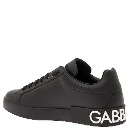 Portofino Sneakers in White and Black Leather for Men
