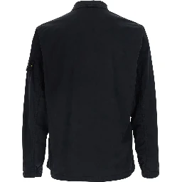 Black Shirt with classic collar and logo patch on the sleeve in cotton for men