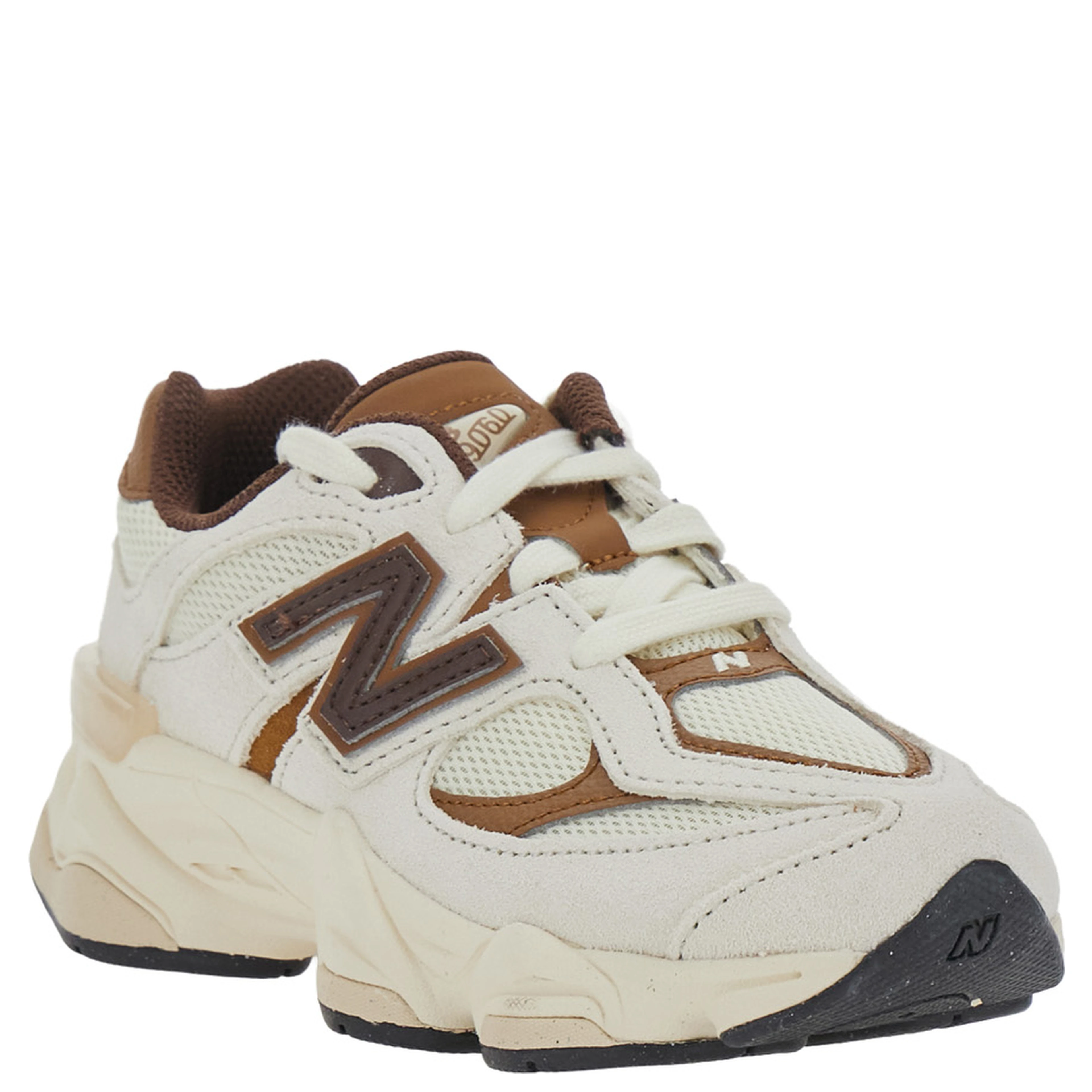 Beige Low-top sneakers with logo patch on the side and perforated design in leather and fabric Boy