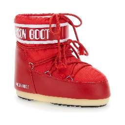 Snow Boots with Maxi Logo Print in Tech Fabric Red Women
