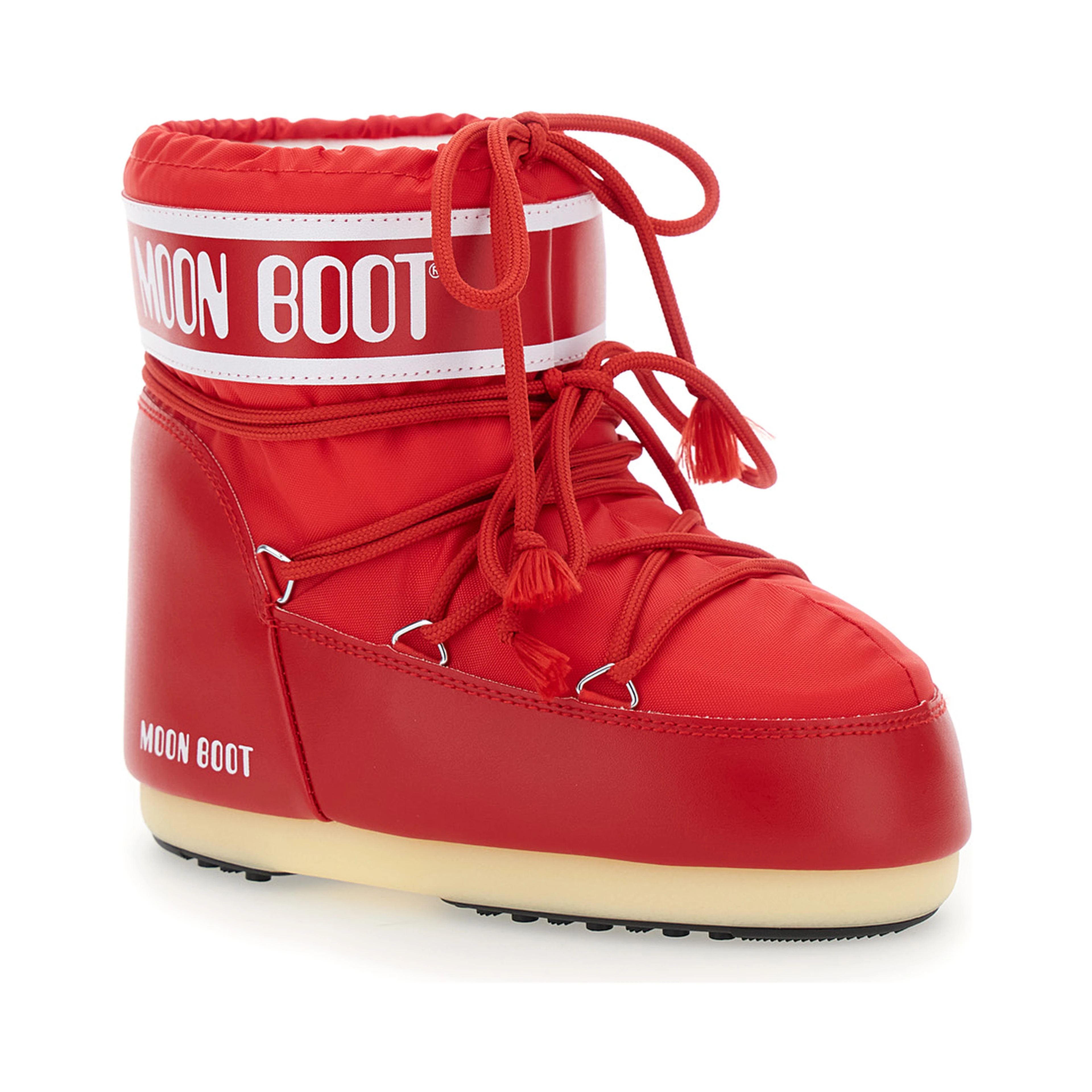 Snow Boots with Maxi Logo Print in Tech Fabric Red Women