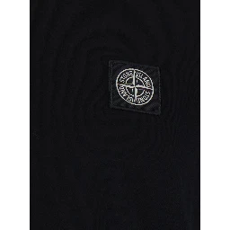 black Crew neck T-shirt with logo patch on the front in cotton for men
