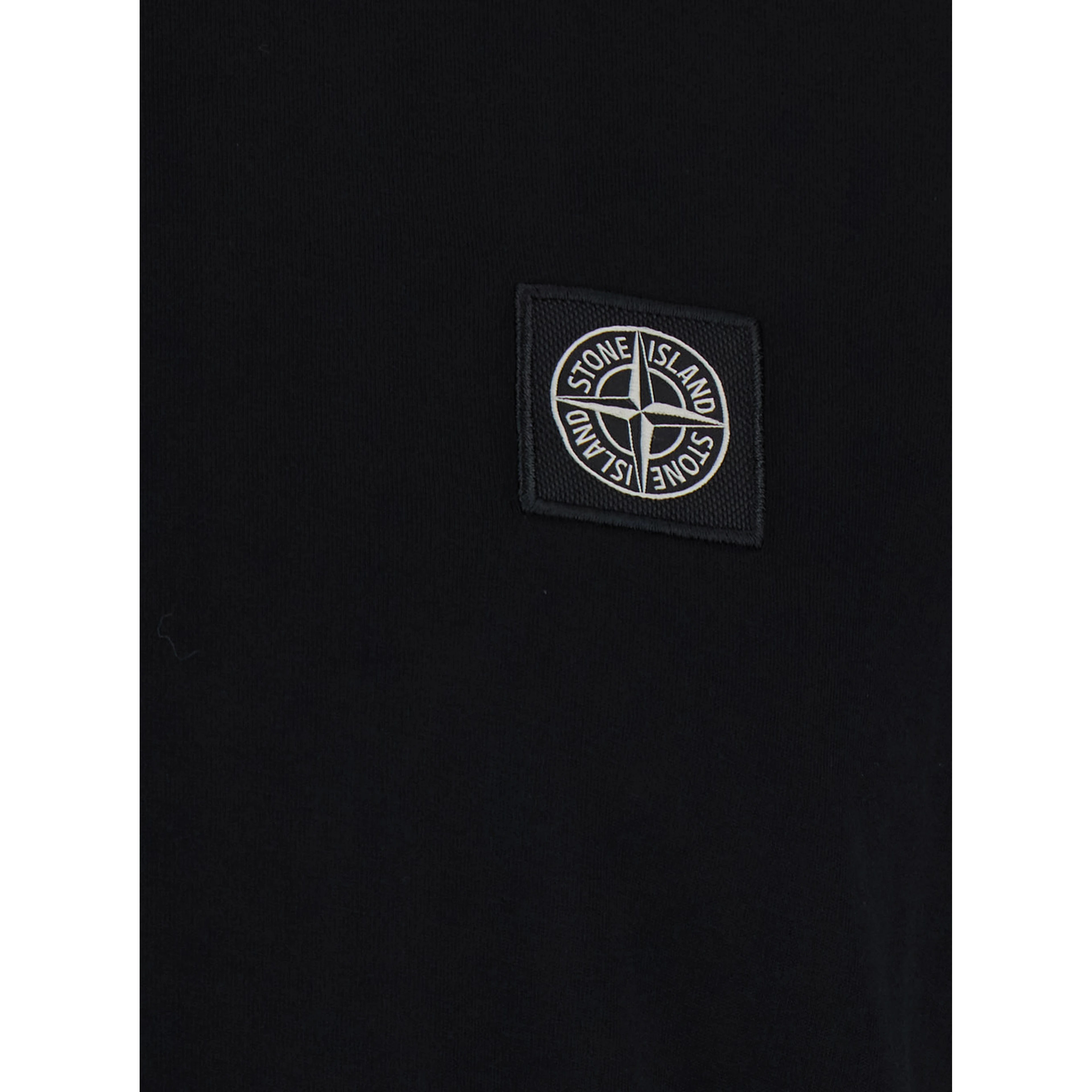 black Crew neck T-shirt with logo patch on the front in cotton for men