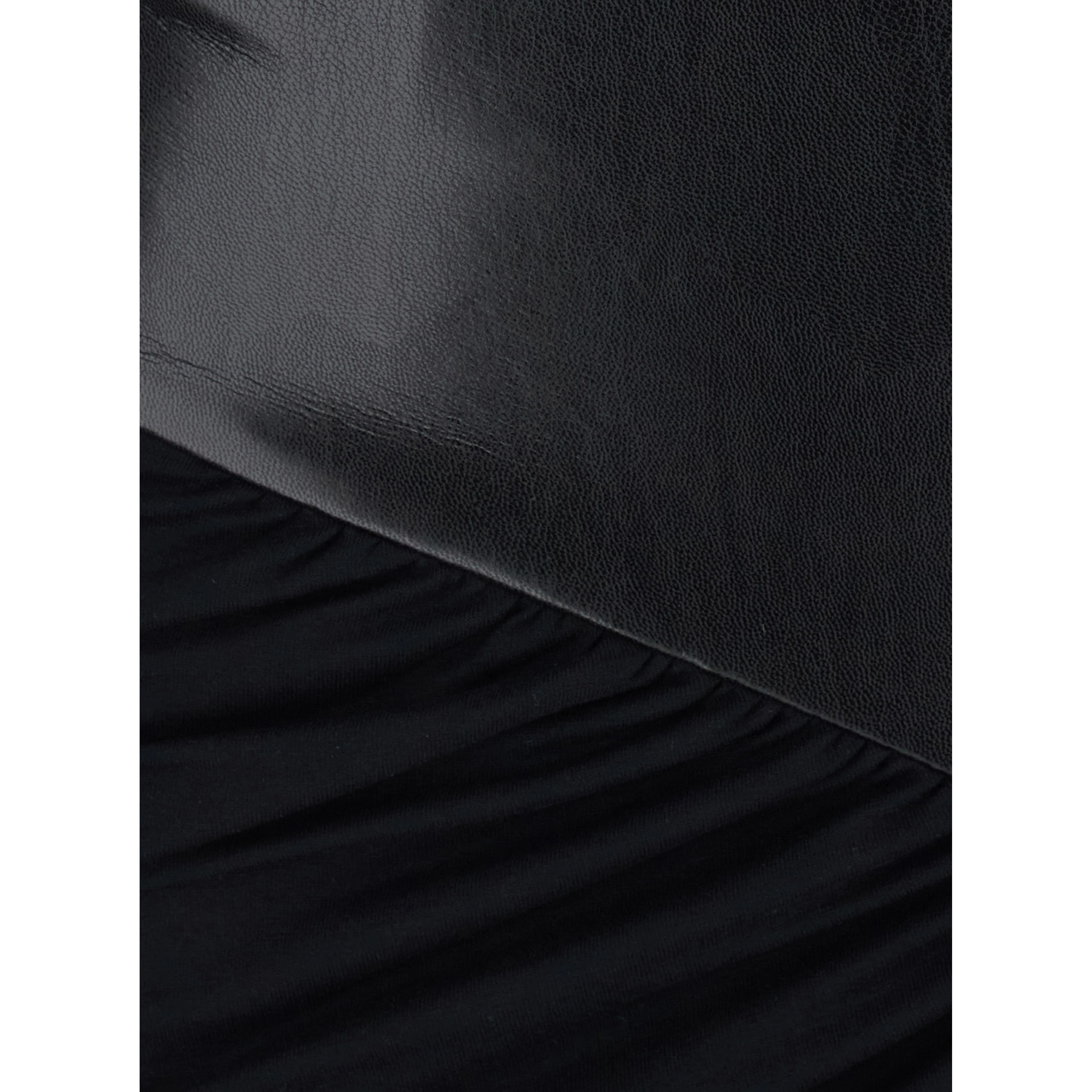 URSULA black Dress with ecoleather details and draped design in viscose for women