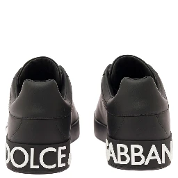 Portofino Sneakers in White and Black Leather for Men