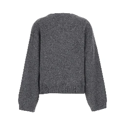 Tristan Gray Sweater with round neck and Dropped shoulders in blend wool women
