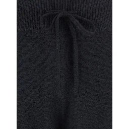 Pants Sofi with elasticated waist and wide leg in black cashmere for women