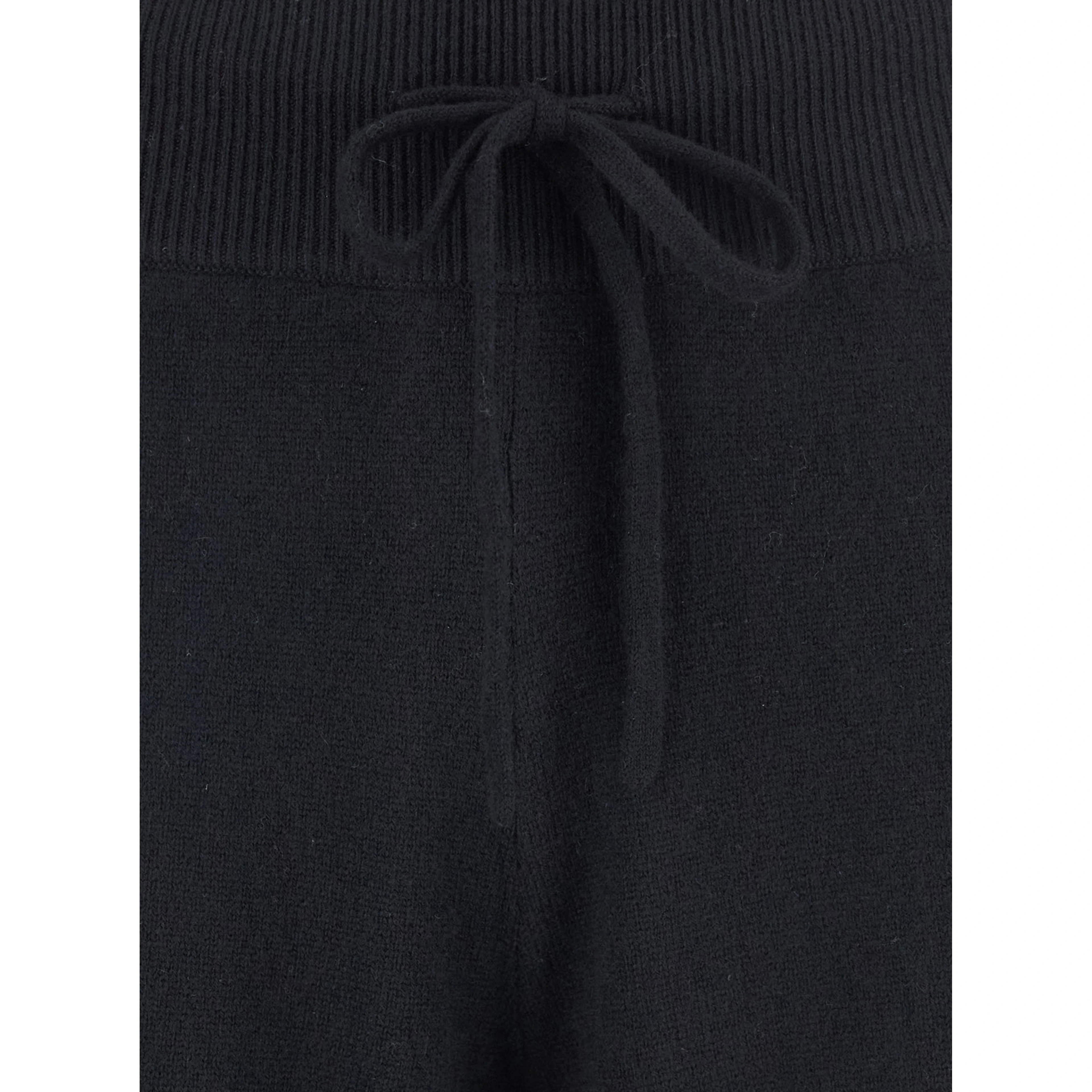 Pants Sofi with elasticated waist and wide leg in black cashmere for women