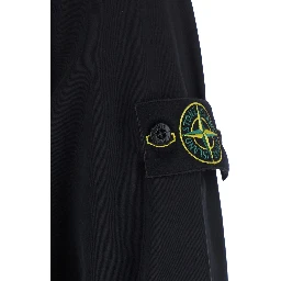 Black Shirt with classic collar and logo patch on the sleeve in cotton for men