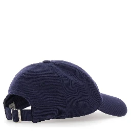 Blue Baseball Cap with Embroidered Logo Lettering on the Front in Cotton for Men