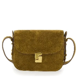 Crossbody bag "BELLISSIMA MINI" with Flap Closure in Green Leather for Women