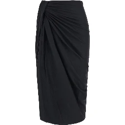 JELDIA black Skirt with ruched design in fabric and wool for women