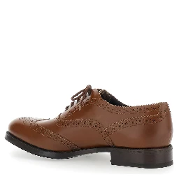 Brown Lace-up Shoes with Front Lace Closure and Low Heel in Leather for Men