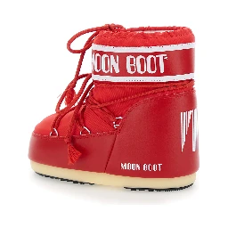 Snow Boots with Maxi Logo Print in Tech Fabric Red Women