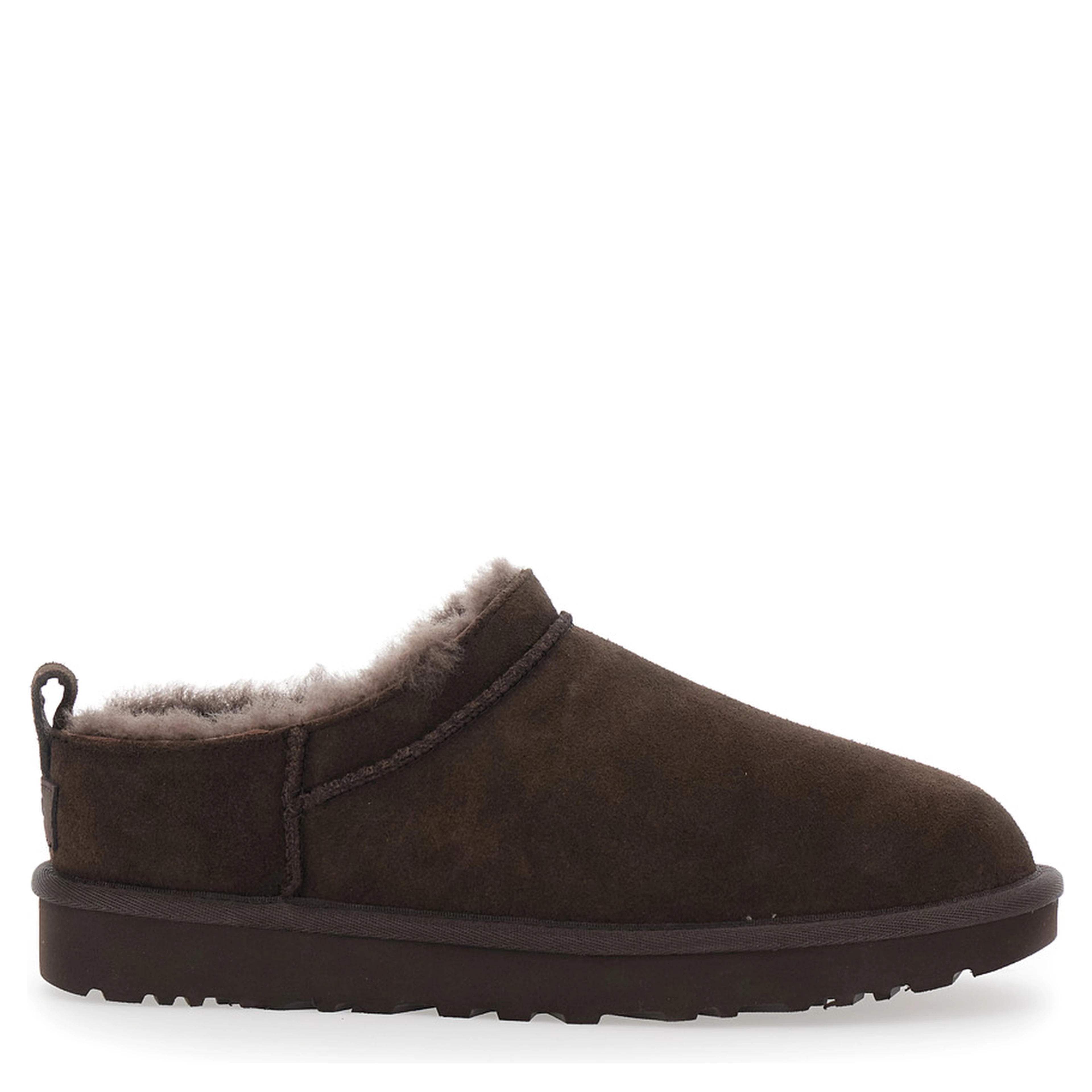 Classic Micro Brown ankle boots with logo patch on the back in suede for women
