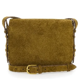 Crossbody bag "BELLISSIMA MINI" with Flap Closure in Green Leather for Women