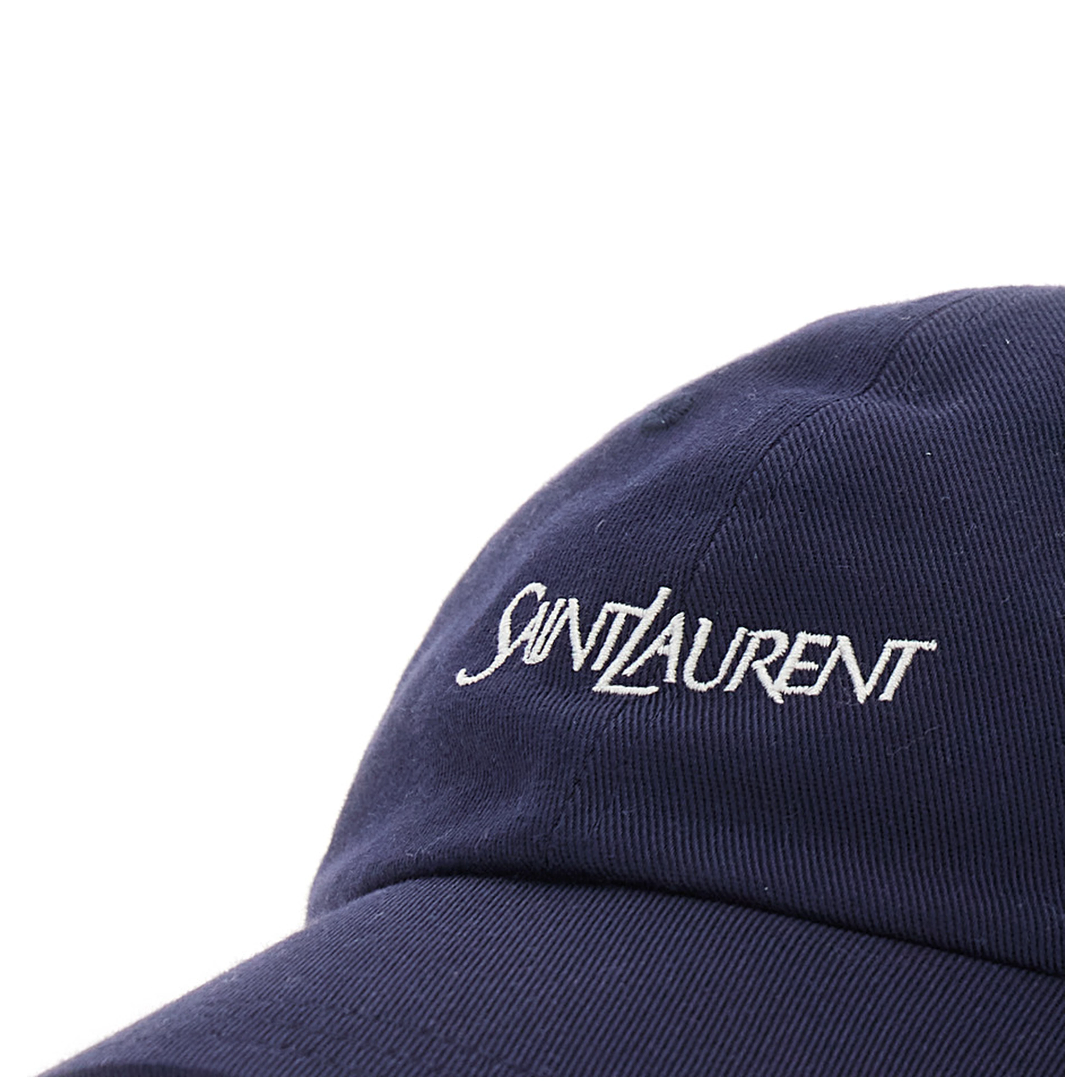 Blue Baseball Cap with Embroidered Logo Lettering on the Front in Cotton for Men