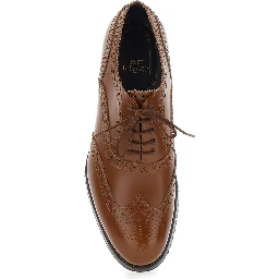 Brown Lace-up Shoes with Front Lace Closure and Low Heel in Leather for Men