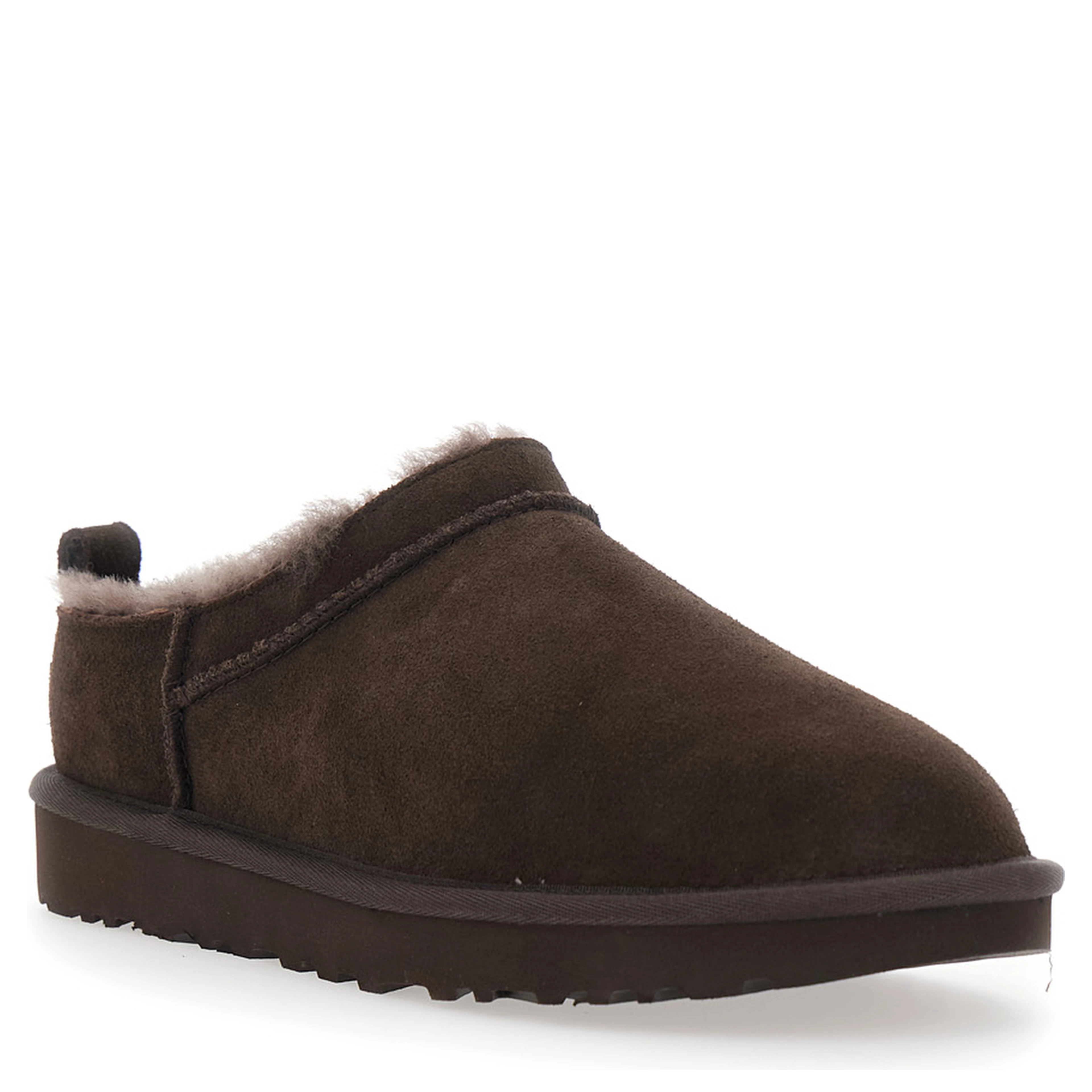 Classic Micro Brown ankle boots with logo patch on the back in suede for women