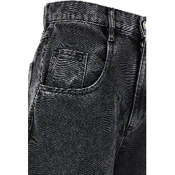Five-pocket design Ripped Black Cotton Denim Jeans Woman