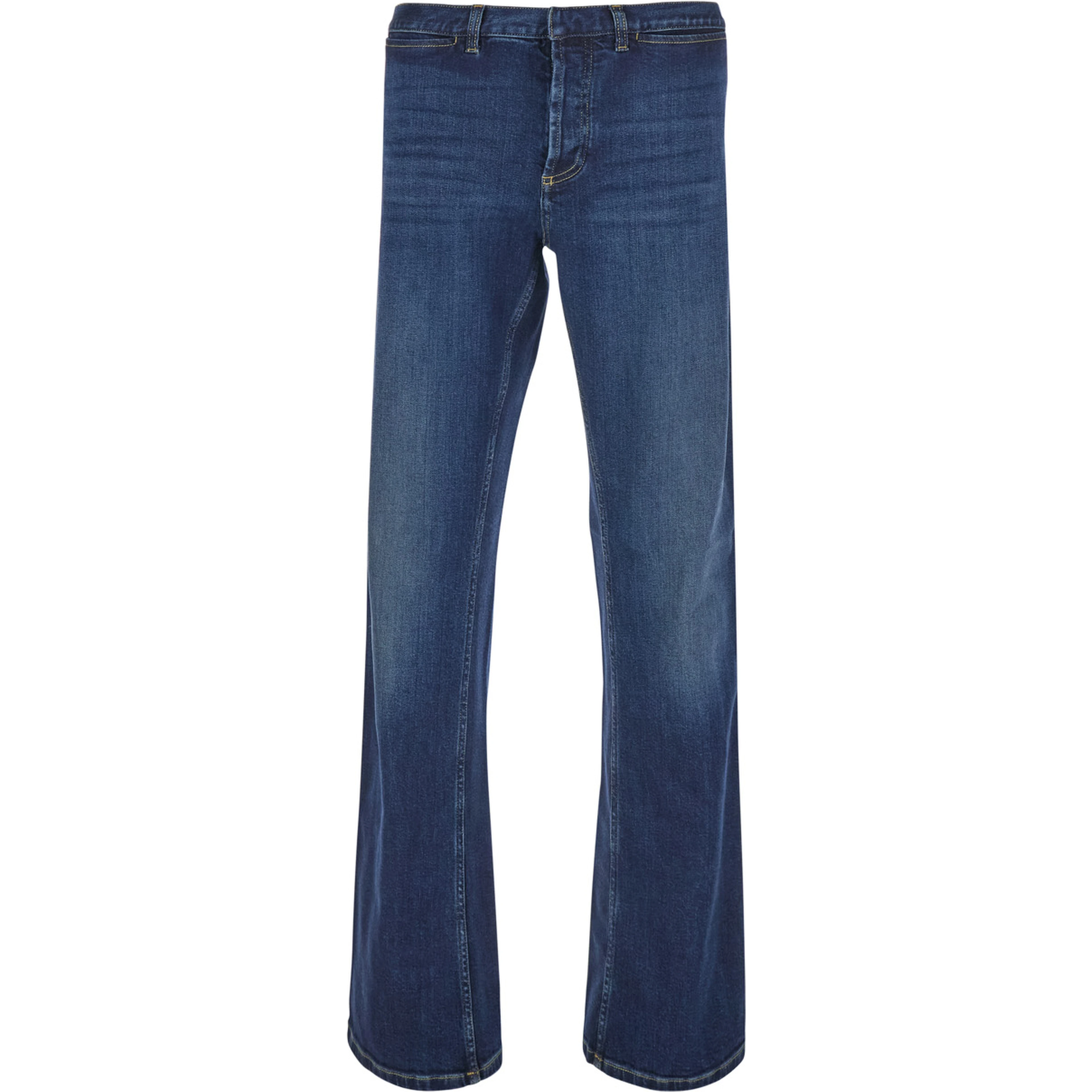 Blue Low-rise Jeans with Web Stripe on the Side and Flared Leg in Denim for Men