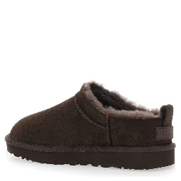 Classic Micro Brown ankle boots with logo patch on the back in suede for women