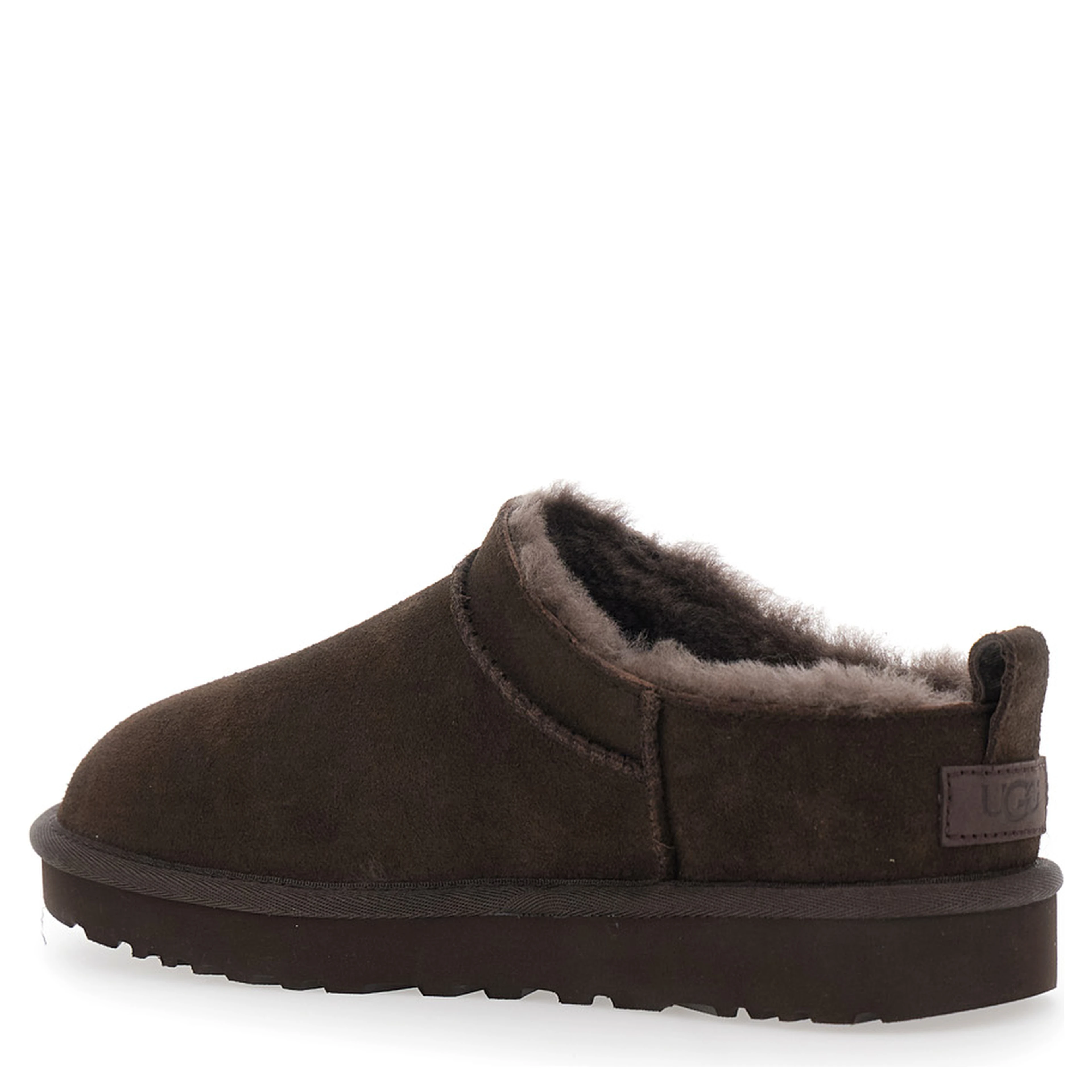 Classic Micro Brown ankle boots with logo patch on the back in suede for women