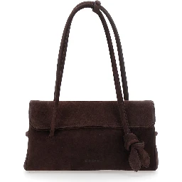 Le Turismo Long Brown Shoulder bag with Front Knot and Two Top Handles in Leather for Women