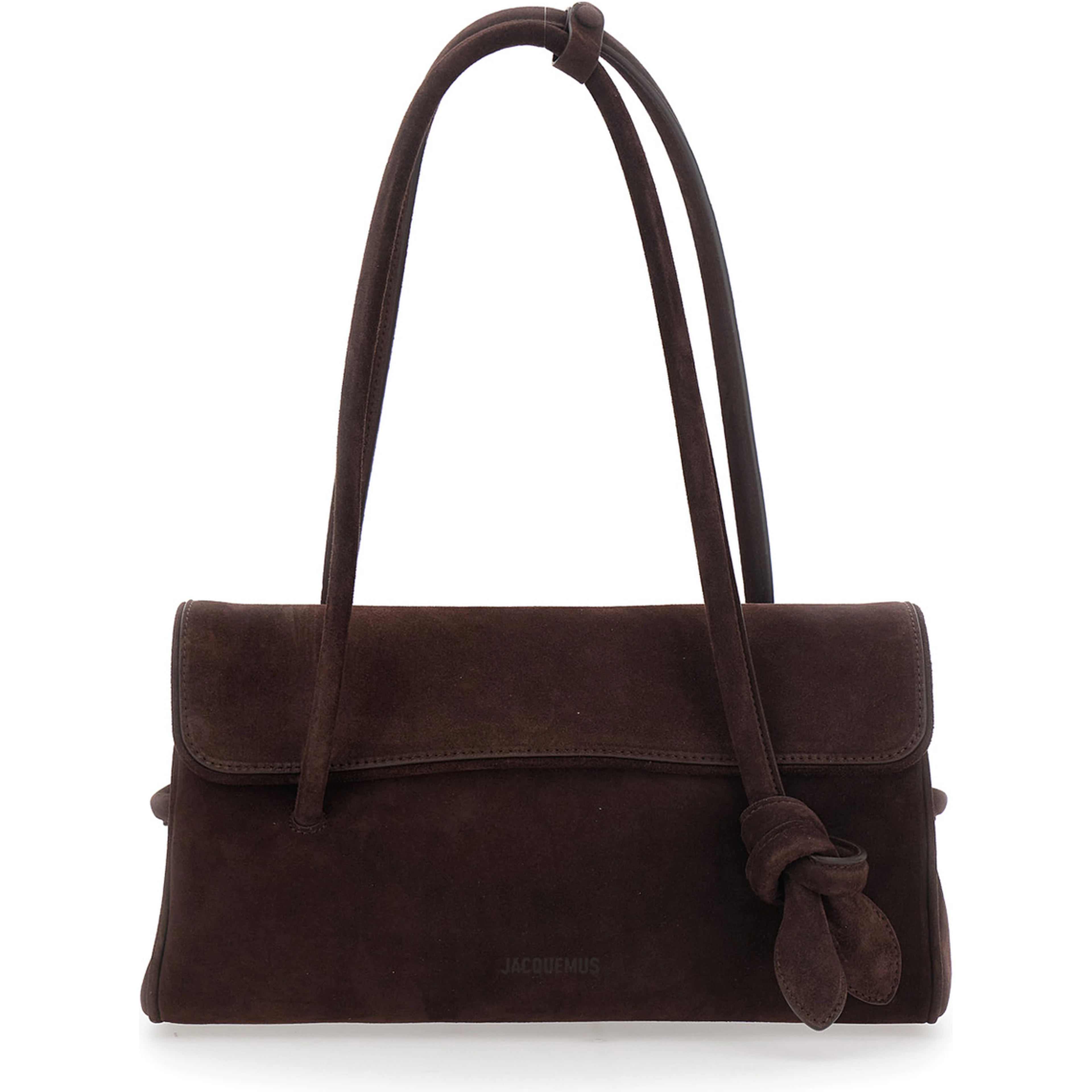 Le Turismo Long Brown Shoulder bag with Front Knot and Two Top Handles in Leather for Women