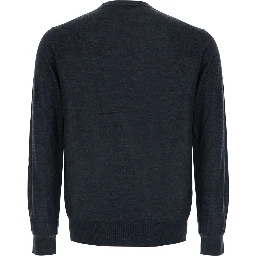 Gray Crew Neck Sweater in Wool for Men