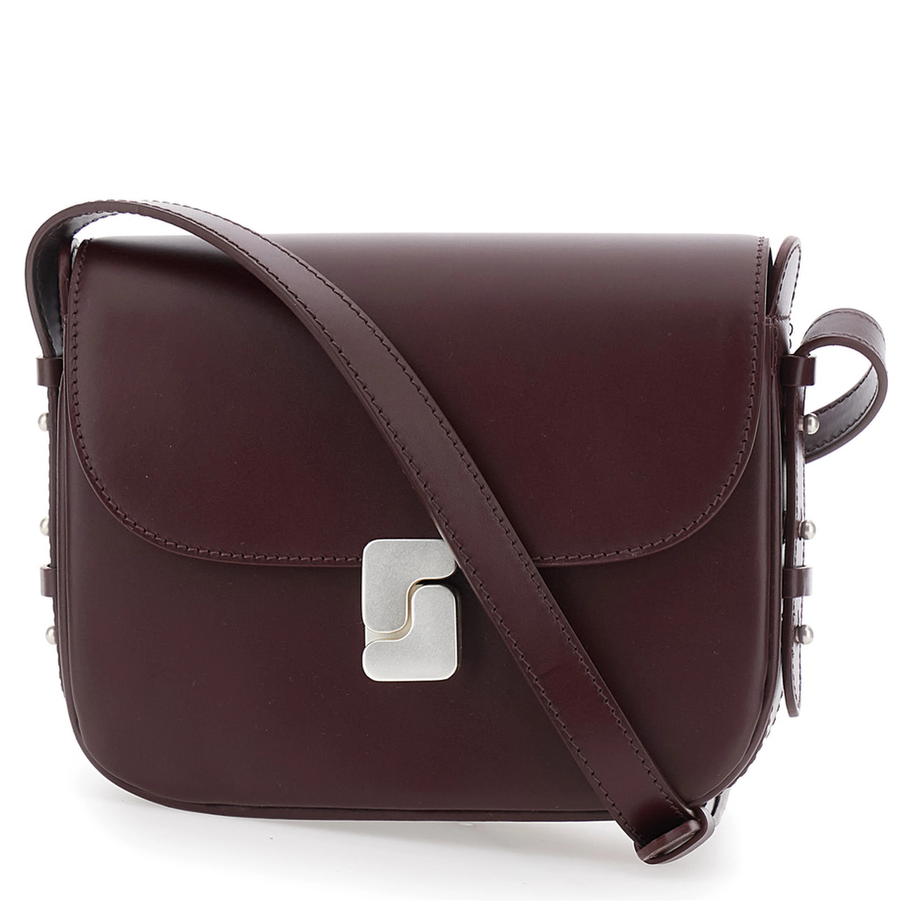 Bellissima Bordeaux Mini Crossbody bag with Adjustable and Removable Strap in Leather for Women