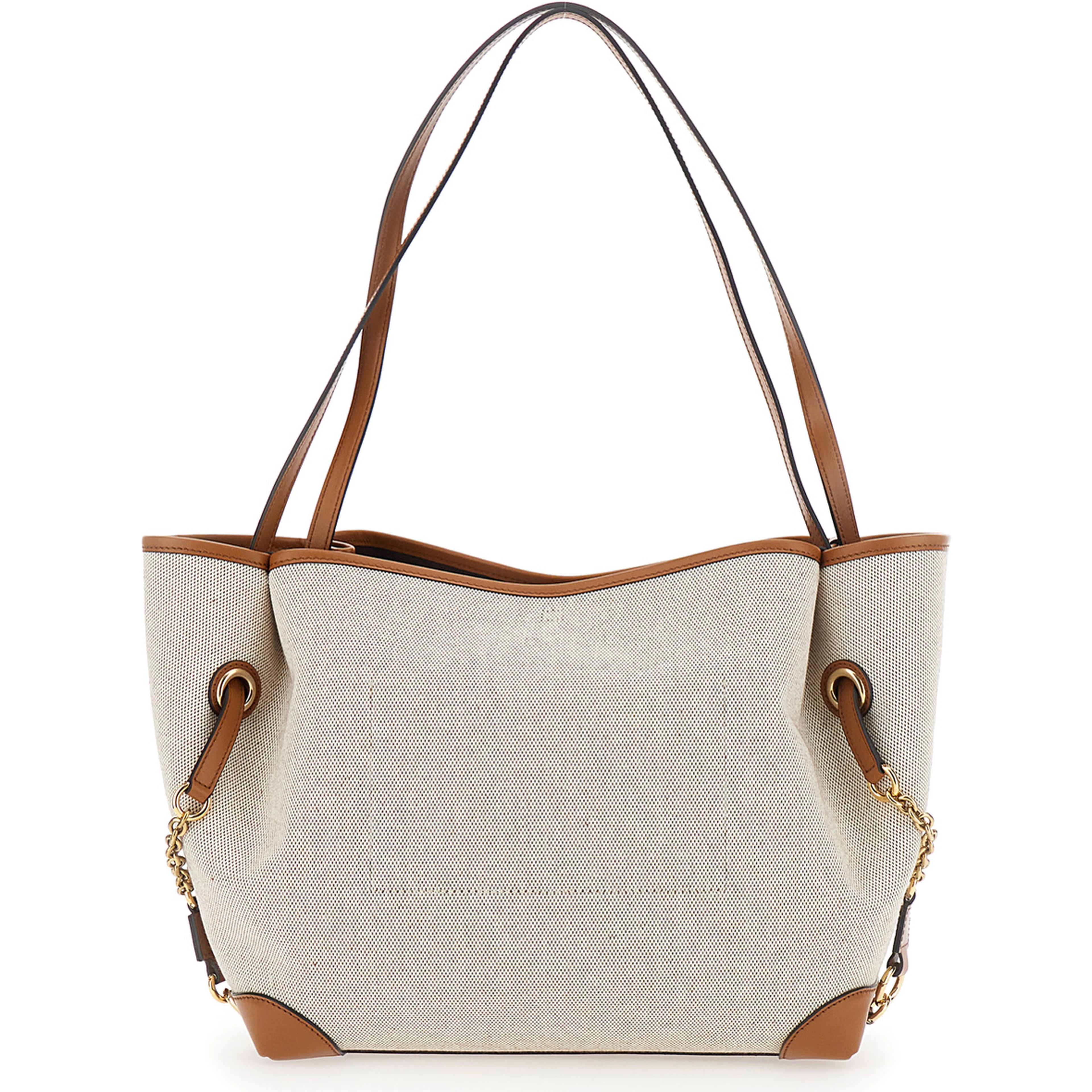 Clover Brown Tote Bag with Logo Lettering on the Front and Magnetic Closure in Cotton for Women
