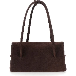 Le Turismo Long Brown Shoulder bag with Front Knot and Two Top Handles in Leather for Women