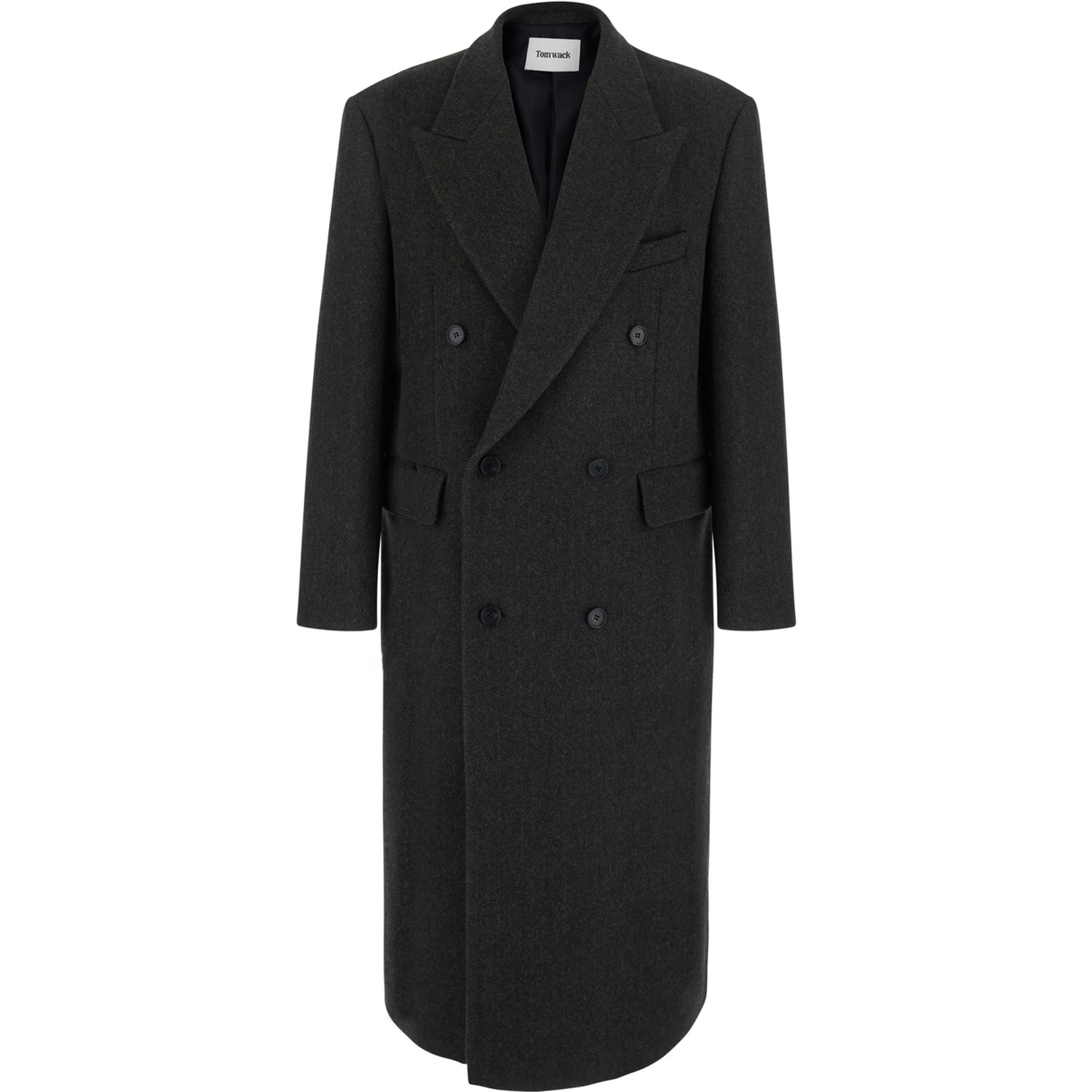 Dark brown Double-breasted coat with Peak revers in wool and cashmere for men