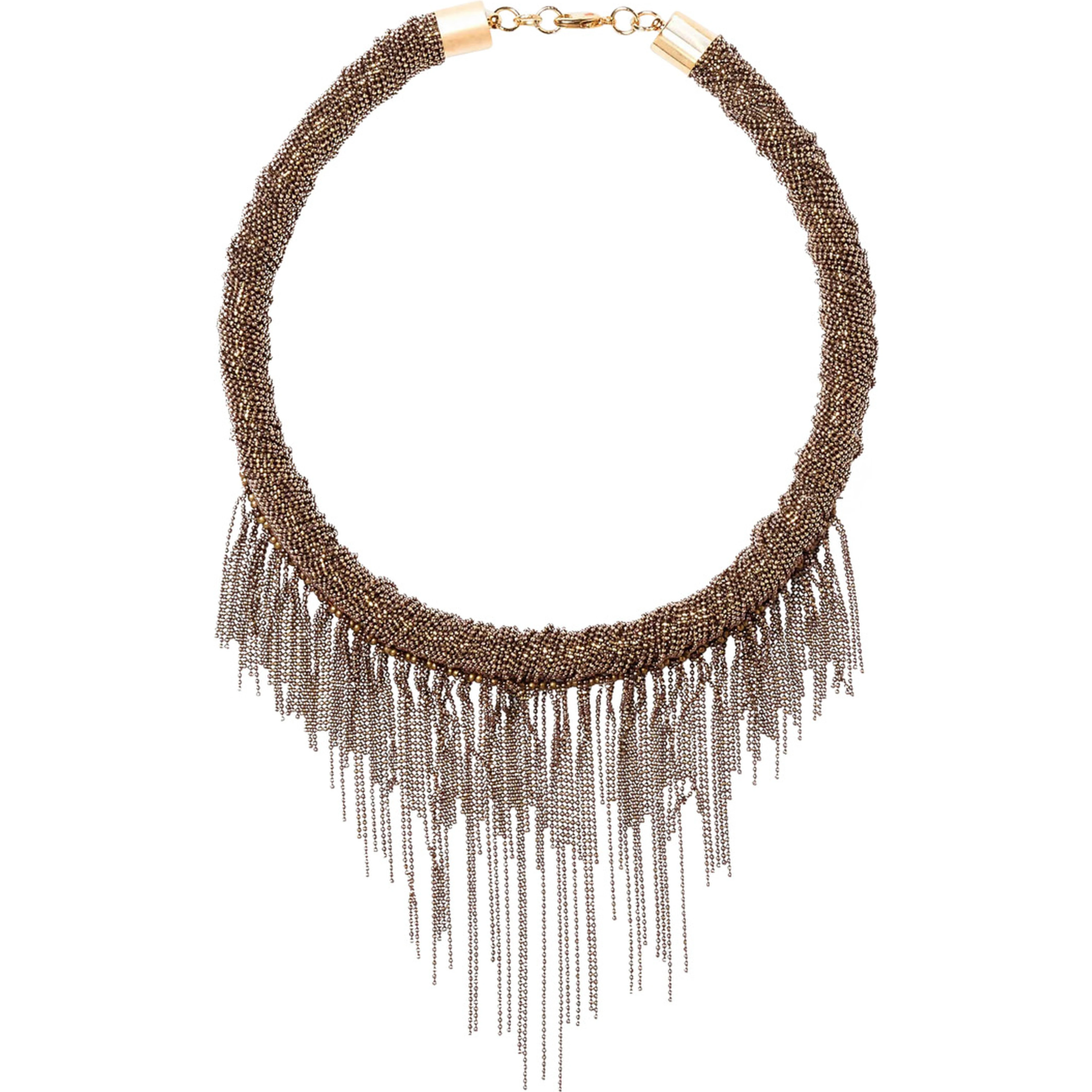 Brown Necklace with all-over rhinestone details in metal for women