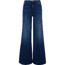 The Hustler Roller Sneak Blue jeans with Wide Leg and Logo Patch on the Back in Denim for Women