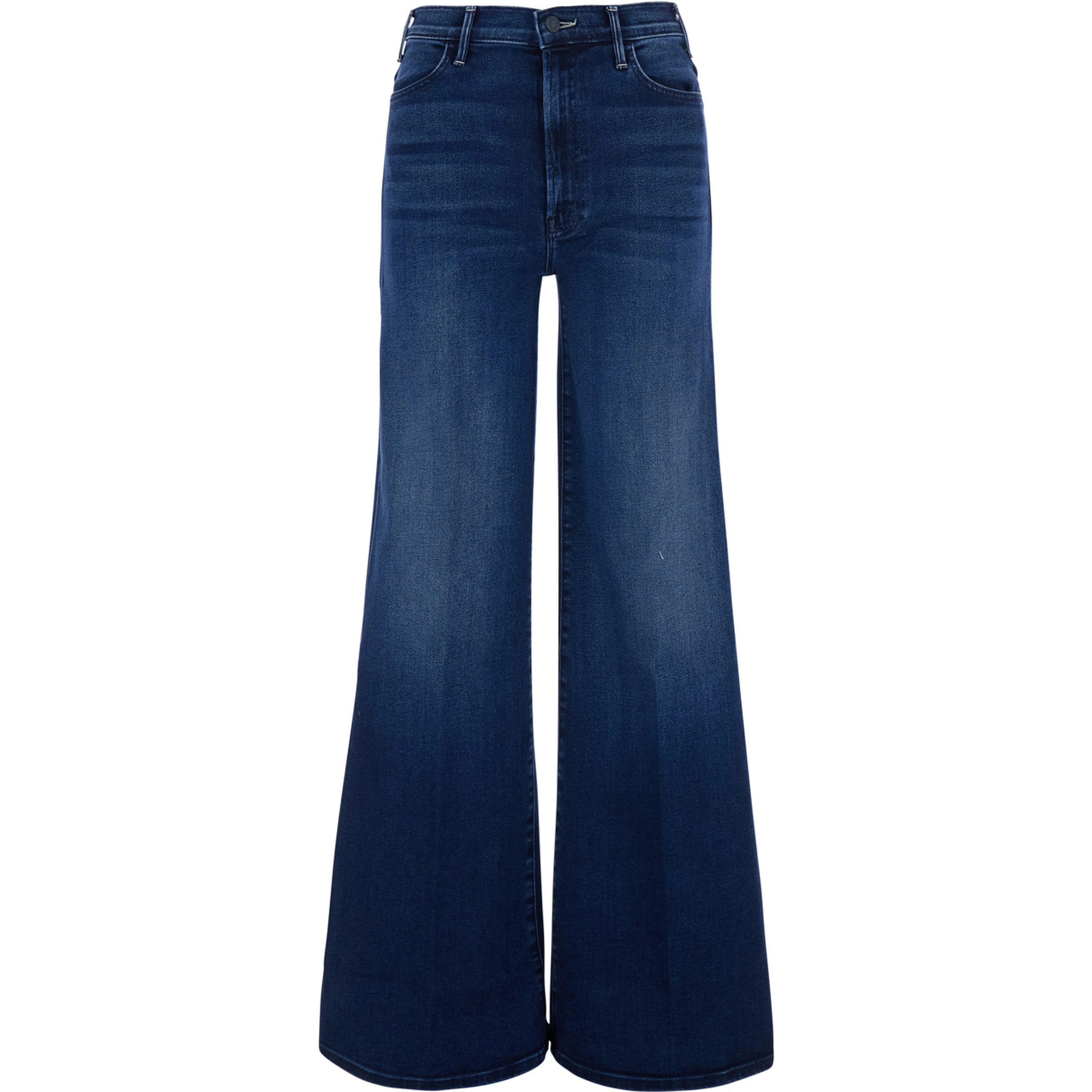 The Hustler Roller Sneak Blue jeans with Wide Leg and Logo Patch on the Back in Denim for Women