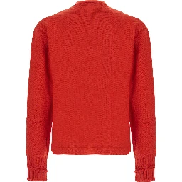 UNISEX ERL SCRIPT CARDIGAN KNIT with V-neck and long sleeves. In knit. Color violet. Unisex