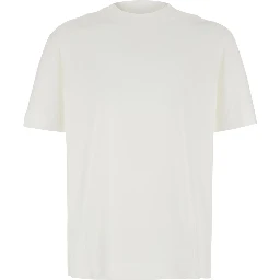 White Crew neck T-shirt with tone-on-tone logo embroidery on the front in cotton for men
