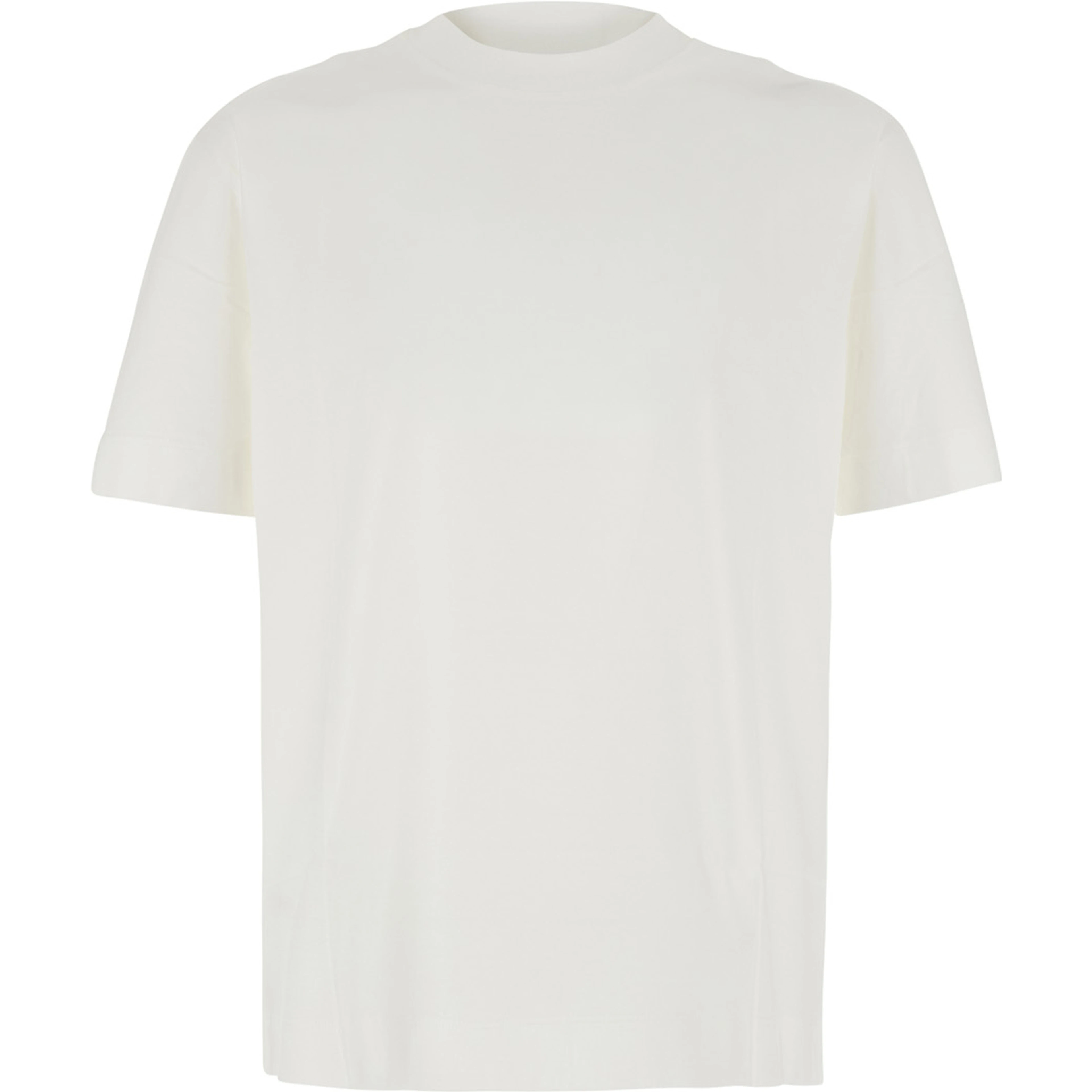 White Crew neck T-shirt with tone-on-tone logo embroidery on the front in cotton for men