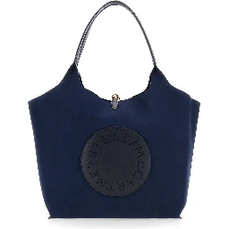 Reversible Tote Bag with Alter Mat and Alter Suede in Blue Polyester for Women