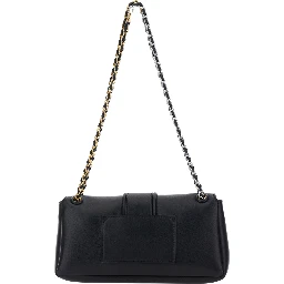 LE BAMBINO CHAINE is a crossbody bag in black lamb leather with unisex metallic details