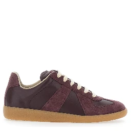 Brown Low Top Sneakers in Leather and Suede for Women