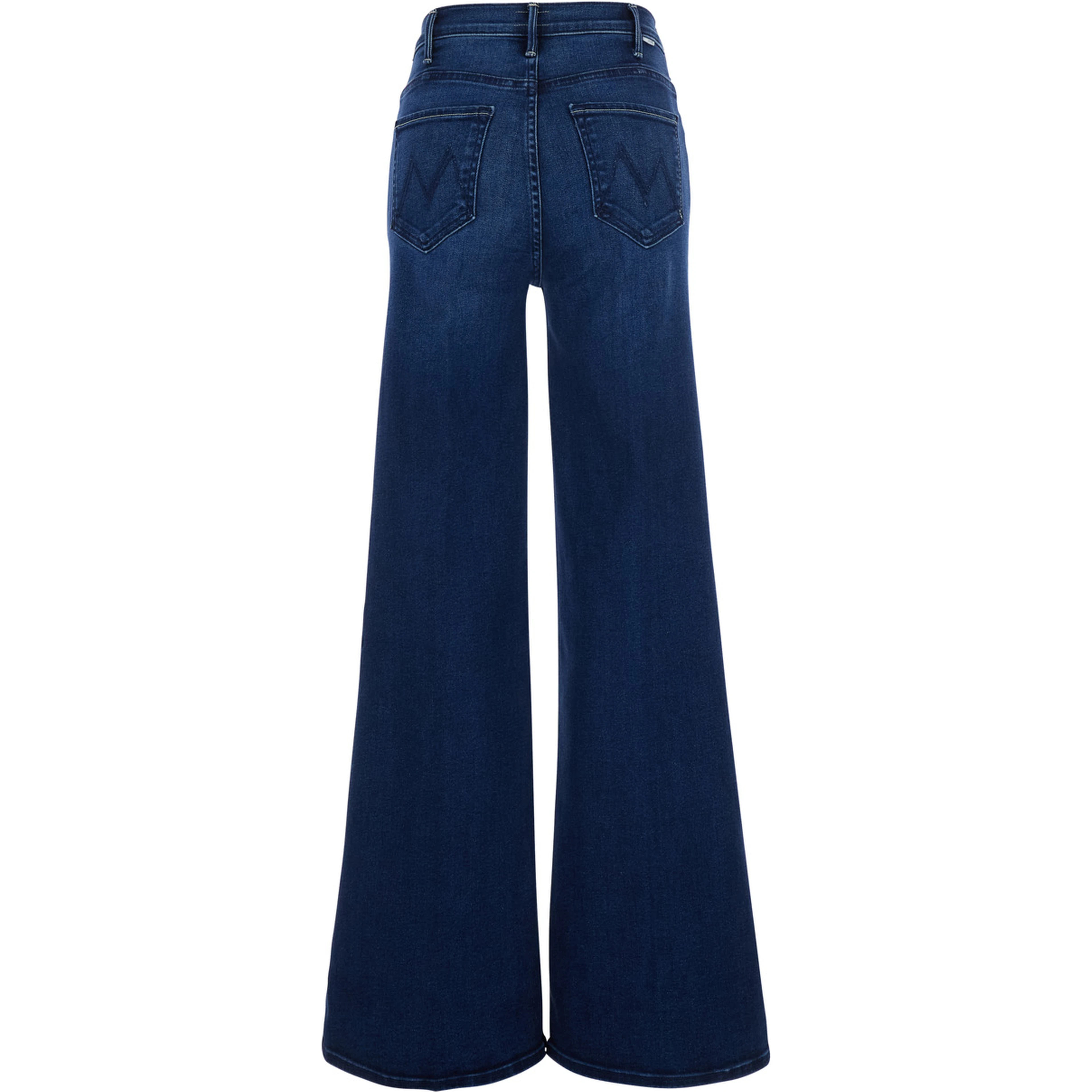 The Hustler Roller Sneak Blue jeans with Wide Leg and Logo Patch on the Back in Denim for Women