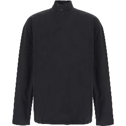 UNISEX MOCK NECK ERL SCRIPT LONG SLEEVE TEE KNIT with high collar and long sleeves in Black Cotton Unisex