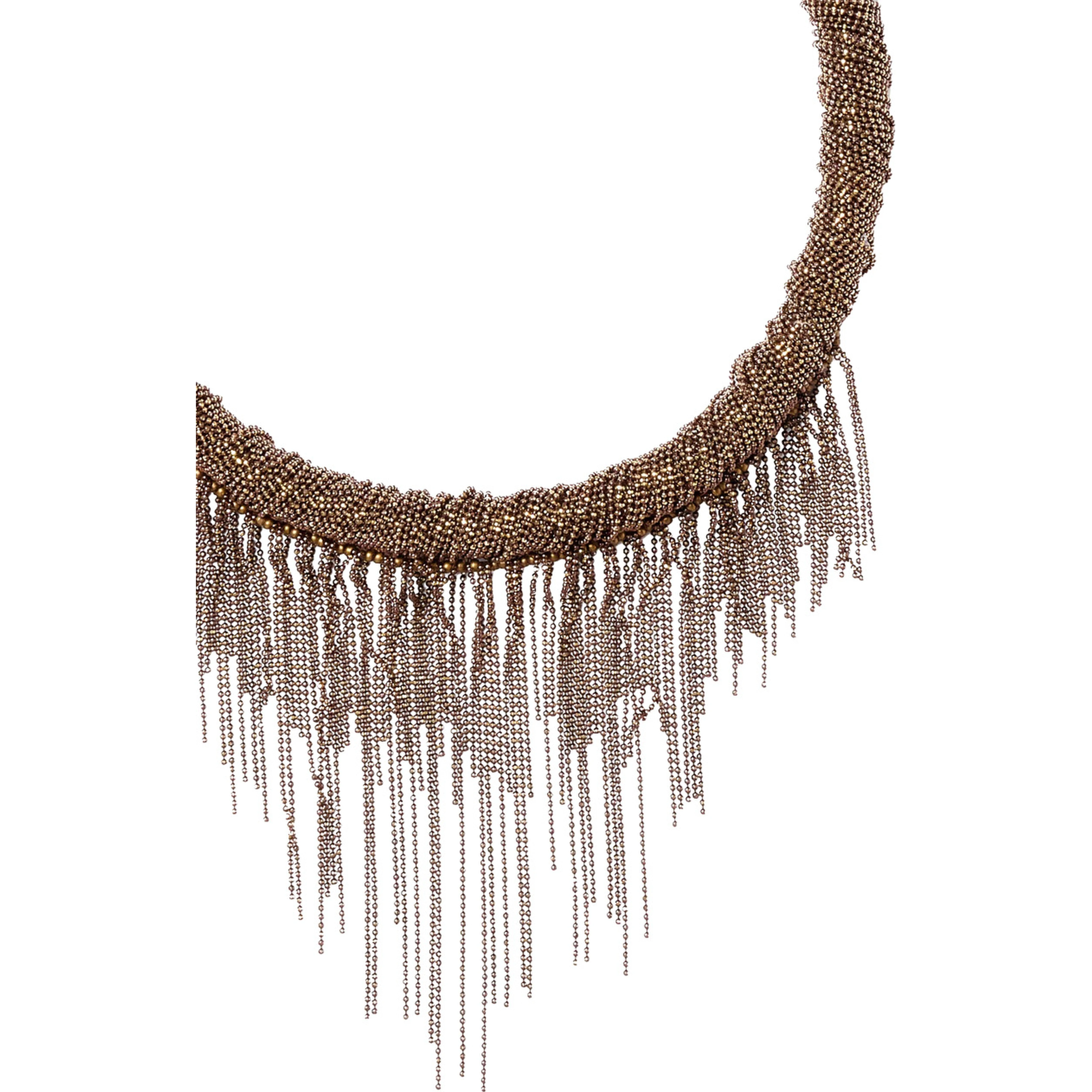 Brown Necklace with all-over rhinestone details in metal for women